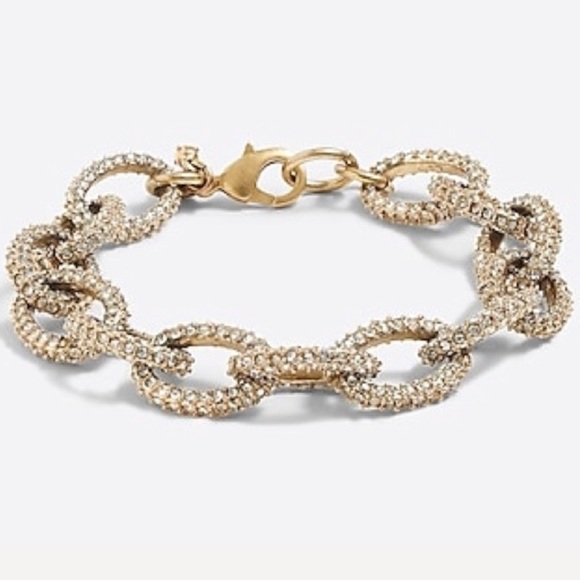 J. Crew Jewelry - J.Crew gold & pave crystals chain link bracelet